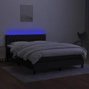 Box spring postel s matrací a LED černá 140x190 cm textil - obrázek 4