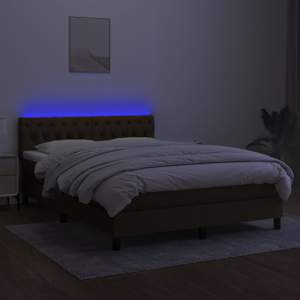 Box spring postel s matrací a LED tmavě hnědá 140x190 cm textil - obrázek 4