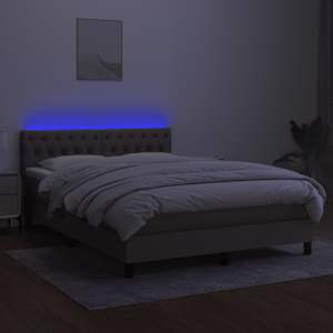 Box spring postel s matrací a LED taupe 140x190 cm textil - obrázek 4
