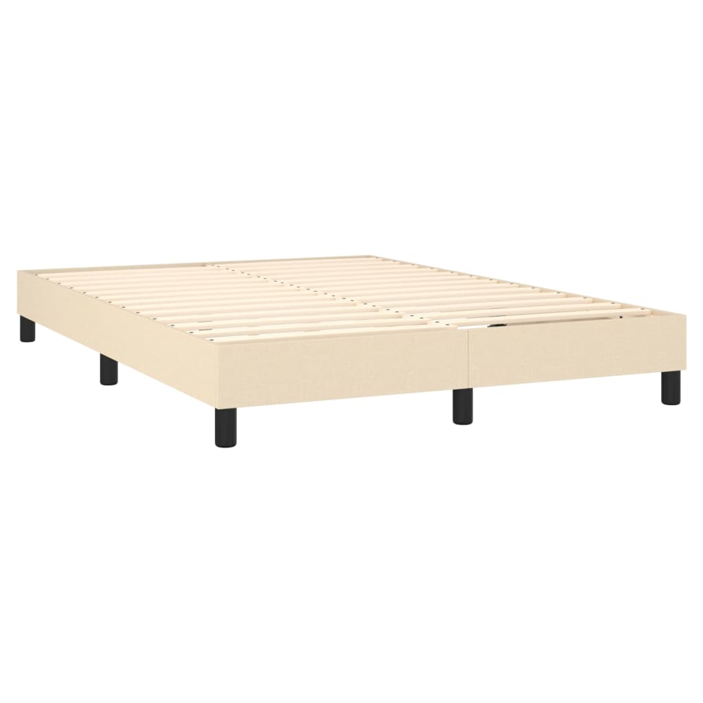 Box spring postelja z vzmetnico LED krem 140x190 cm blago