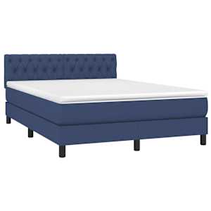 Box spring postel s matrací a LED modrá 140x190 cm textil - obrázek 3