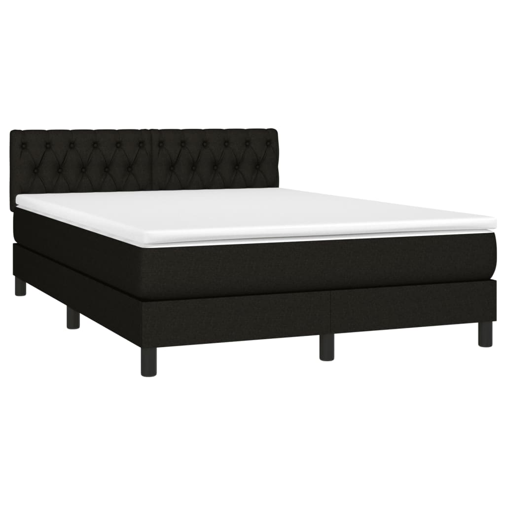 vidaXL Boxspring met matras en LED stof zwart 140x200 cm afbeelding