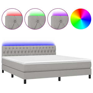 Box spring postel s matrací a LED světle šedá 160x200 cm textil - obrázek 2