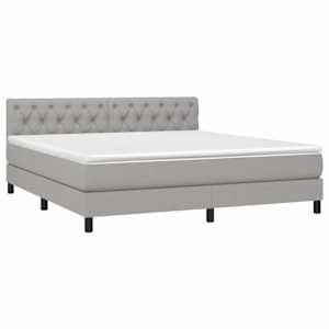 Box spring postel s matrací a LED světle šedá 160x200 cm textil - obrázek 3