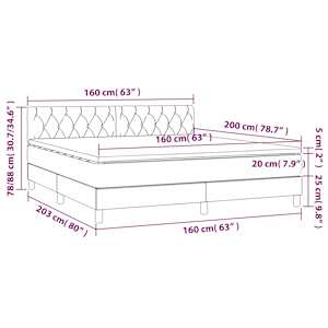 Box spring postel s matrací a LED světle šedá 160x200 cm textil - obrázek 8