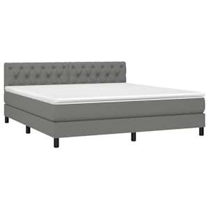 Box spring postel s matrací a LED tmavě šedá 160x200 cm textil - obrázek 3