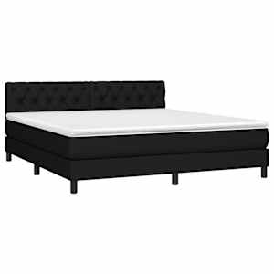 Box spring postel s matrací a LED černá 160x200 cm textil - obrázek 3