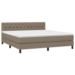 Box spring postel s matrací a LED taupe 160x200 cm textil - obrázek 3