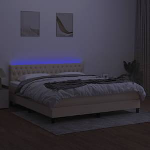 Box spring postel s matrací a LED krémová 160x200 cm textil - obrázek 4