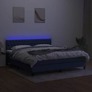 Box spring postelja z vzmetnico LED modra 160x200 cm blago - slika 4