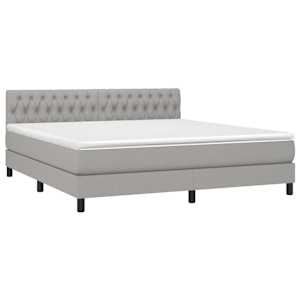 Box spring postel s matrací a LED světle šedá 180x200 cm textil - obrázek 3