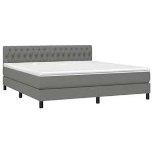 Box spring postel s matrací a LED tmavě šedá 180x200 cm textil - obrázek 3