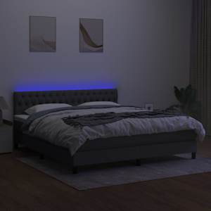 Box spring postelja z vzmetnico LED temno siva 180x200 cm blago - slika 4