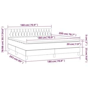 Box spring postelja z vzmetnico LED temno siva 180x200 cm blago - slika 8