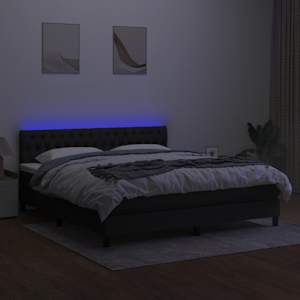 Box spring postel s matrací a LED černá 180x200 cm textil - obrázek 4