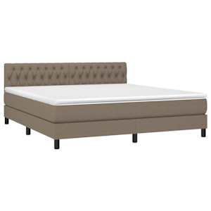 Box spring postel s matrací a LED taupe 180x200 cm textil - obrázek 3