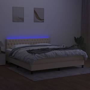 Box spring postelja z vzmetnico LED krem 180x200 cm blago - slika 4