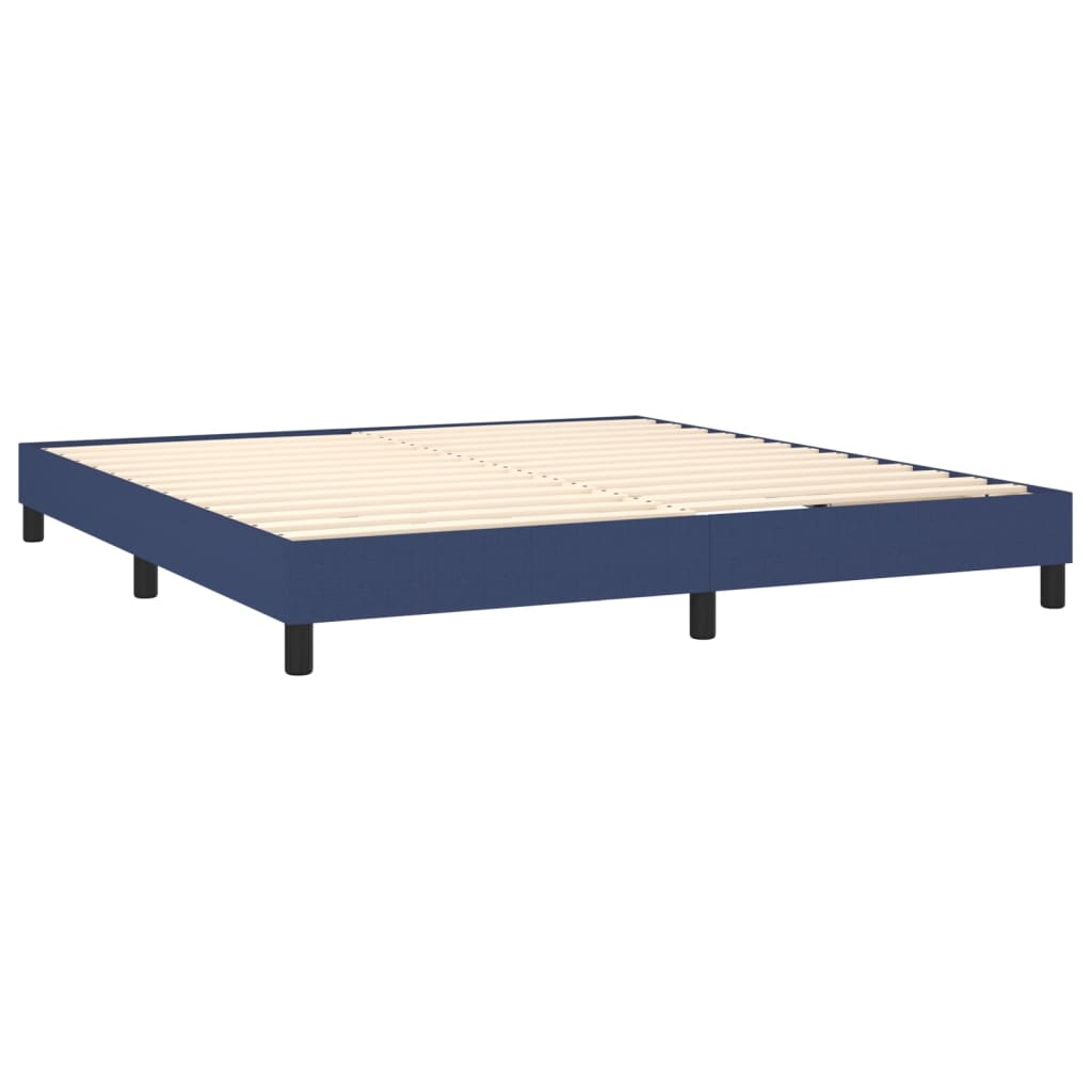 kék szövet rugós és LED-es ágy matraccal 180 x 200 cm
