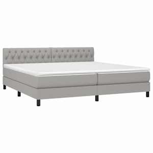 Box spring postel s matrací a LED světle šedá 200x200 cm textil - obrázek 3