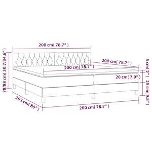 Box spring postel s matrací a LED tmavě šedá 200x200 cm textil - obrázek 8