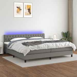Box spring postel s matrací a LED tmavě šedá 200x200 cm textil - obrázek 1