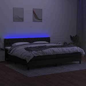 Box spring postel s matrací a LED černá 200x200 cm textil - obrázek 4