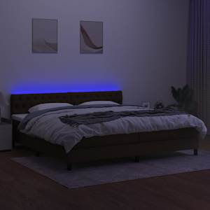 Box spring postel s matrací a LED tmavě hnědá 200x200 cm textil - obrázek 4