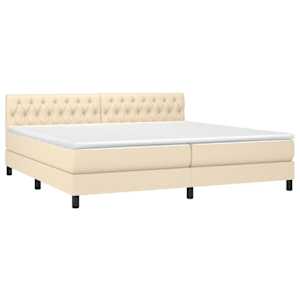Box spring postel s matrací a LED krémová 200x200 cm textil - obrázek 3