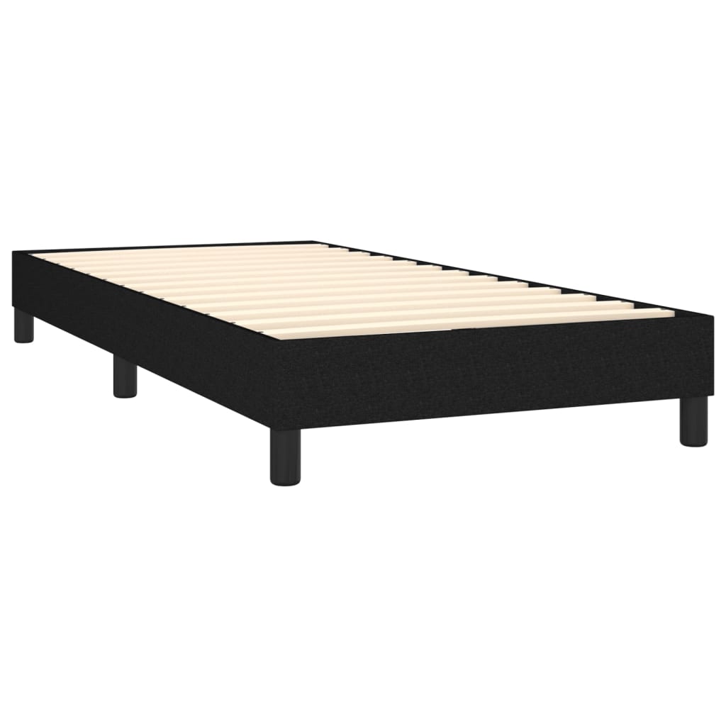 fekete szövet rugós és LED-es ágy matraccal 80 x 200 cm