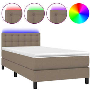 Box spring postel s matrací a LED taupe 80 x 200 cm textil - obrázek 2