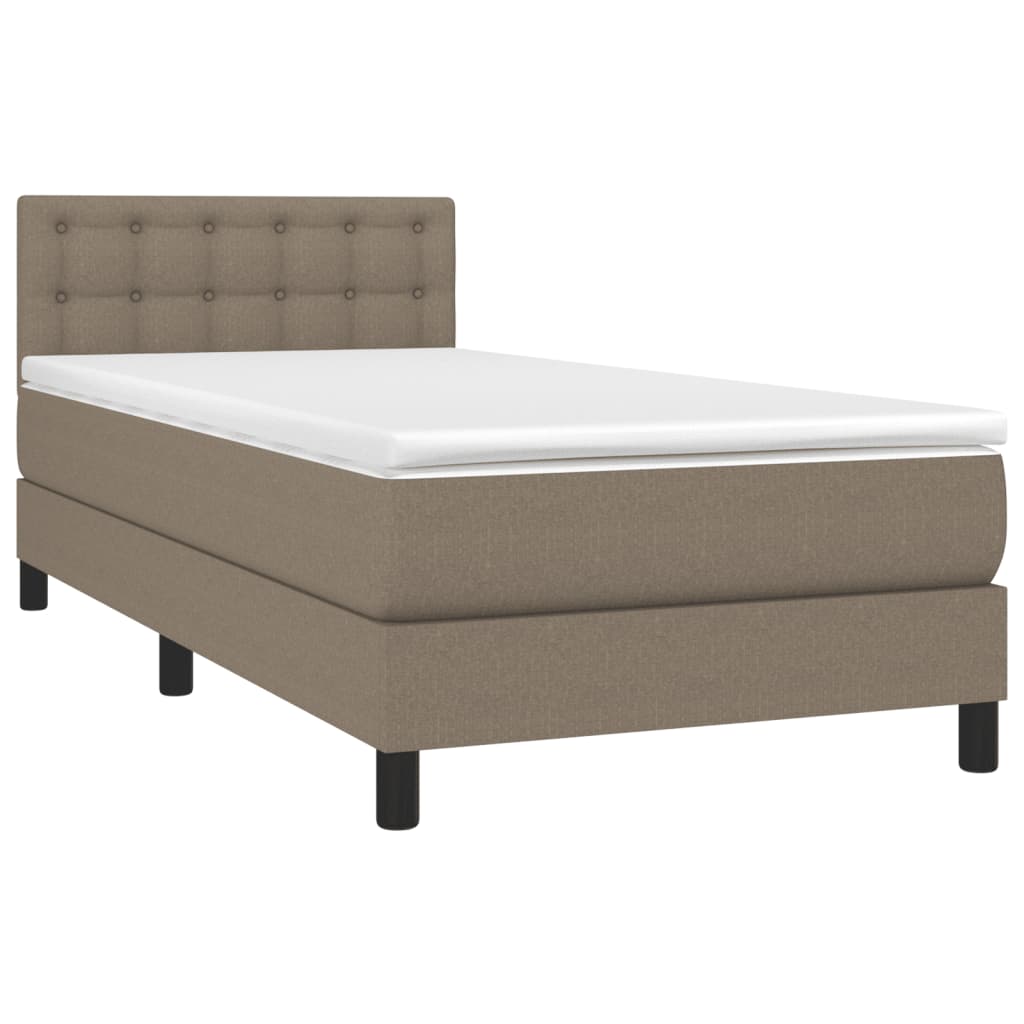 vidaXL Boxspring met matras en LED stof taupe 80x200 cm afbeelding