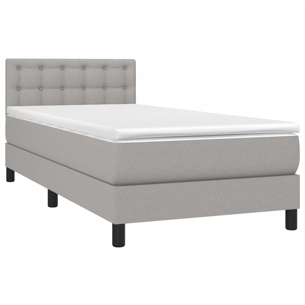 Thumbnail - vidaXL Boxspringbett mit Matratze & LED Hellgrau 100x200 cm Stoff