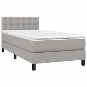 Box spring postel s matrací a LED světle šedá 100x200 cm textil - obrázek 3