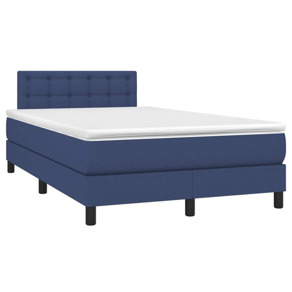 vidaXL Boxspring met matras en LED stof blauw 120x200 cm afbeelding