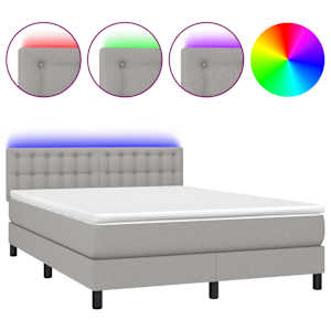 Box spring postel s matrací a LED světle šedá 140x190 cm textil - obrázek 2