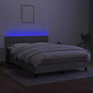 Box spring postel s matrací a LED světle šedá 140x190 cm textil - obrázek 4