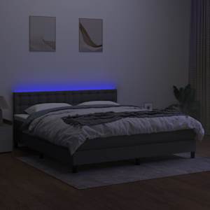 Box spring postel s matrací a LED tmavě šedá 160x200 cm textil - obrázek 4