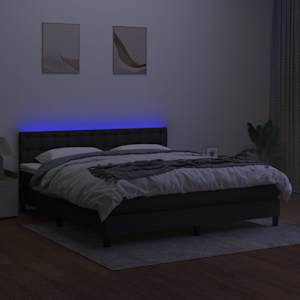 Box spring postel s matrací a LED černá 160x200 cm textil - obrázek 4