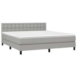 Box spring postel s matrací a LED světle šedá 180x200 cm textil - obrázek 3