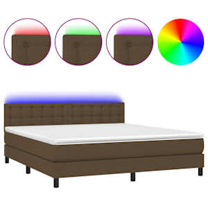 Box spring postel s matrací a LED tmavě hnědá 180x200 cm textil - obrázek 2