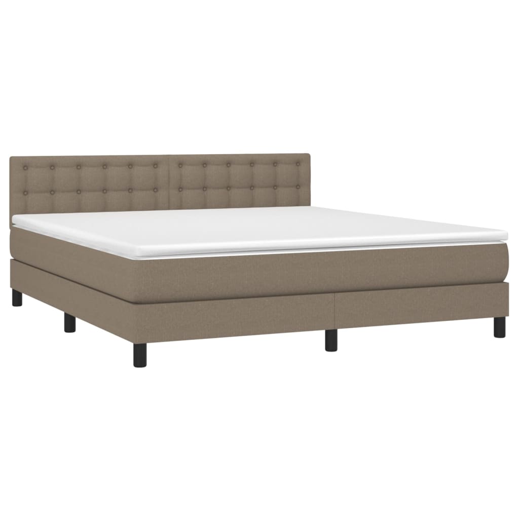 vidaXL Boxspring met matras en LED stof taupe 180x200 cm afbeelding