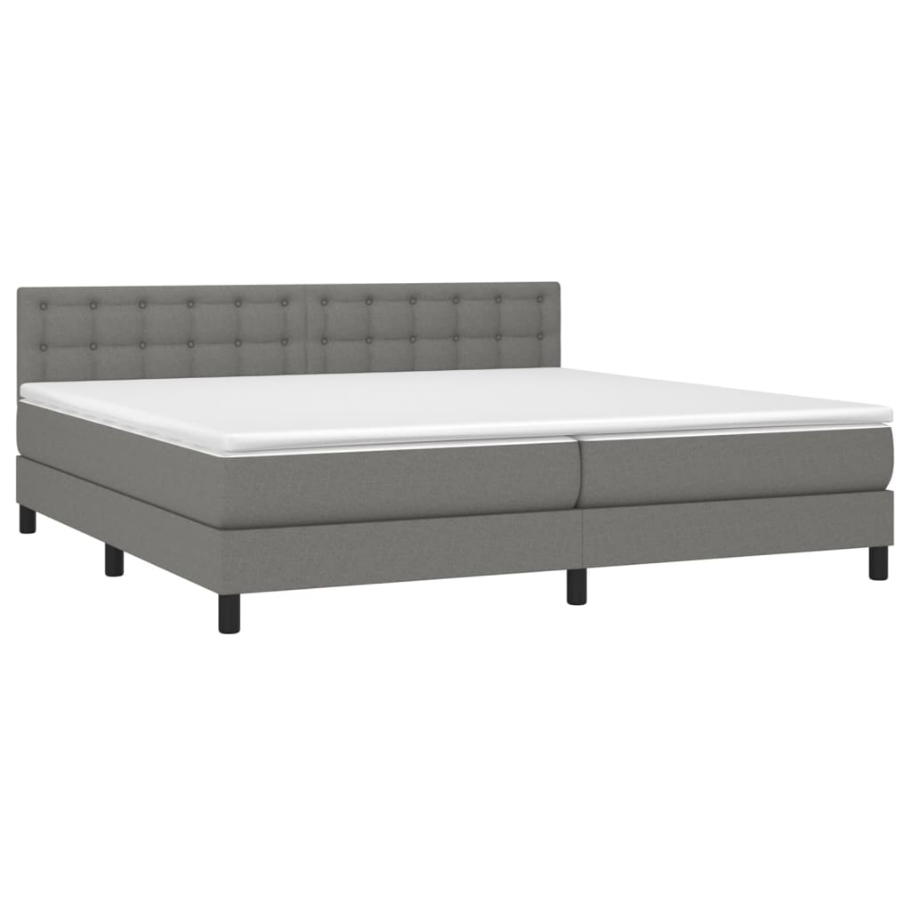 vidaXL Boxspring met matras en LED stof donkergrijs 200x200 cm afbeelding