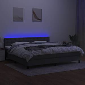 Box spring postel s matrací a LED tmavě šedá 200x200 cm textil - obrázek 4