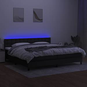 Box spring postel s matrací a LED černá 200x200 cm textil - obrázek 4