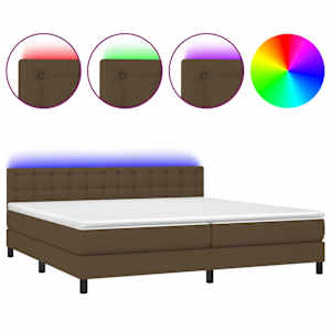 Box spring postel s matrací a LED tmavě hnědá 200x200 cm textil - obrázek 2