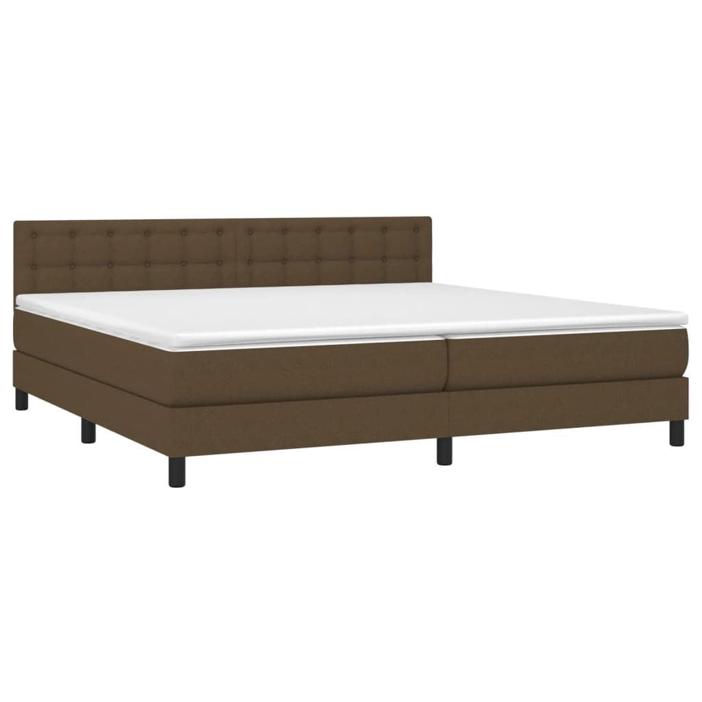 vidaXL Boxspring met matras en LED stof donkerbruin 200x200 cm afbeelding