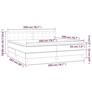 Box spring postel s matrací a LED tmavě hnědá 200x200 cm textil - obrázek 8