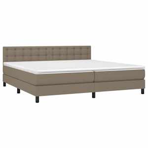 Box spring postel s matrací a LED taupe 200x200 cm textil - obrázek 3