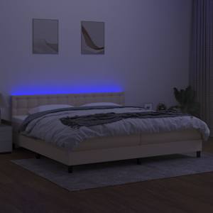 Box spring postel s matrací a LED krémová 200x200 cm textil - obrázek 4