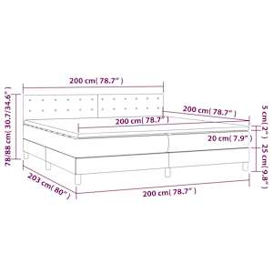 Box spring postel s matrací a LED krémová 200x200 cm textil - obrázek 8